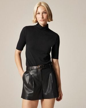 J.Crew Stretch Cotton-Blend Mockneck Elbow-Sleeve T-Shirt - Black