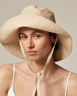 J.Crew Linen Bucket Hat With Ties - Brown