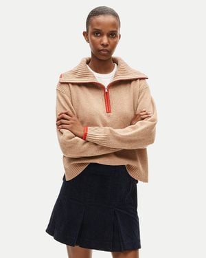 J.Crew Cashmere Quarter-Zip Sweater With Tipping - Blue