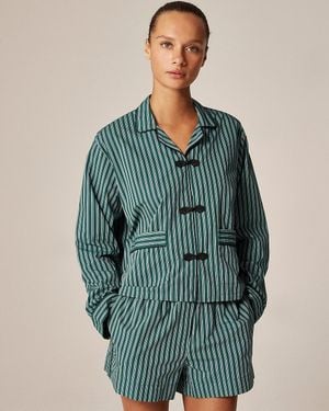 J.Crew Cotton Poplin Pajama Short Set - Green