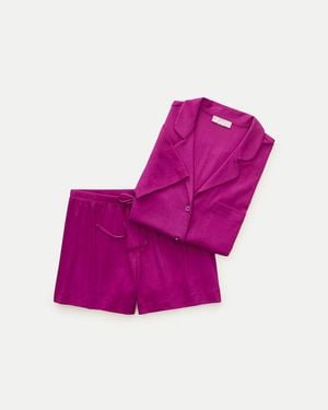 J.Crew Dreamy Rib Pajama Short Set - Pink