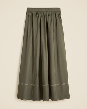 J.Crew Contrast-Stitch Midi Skirt - Green