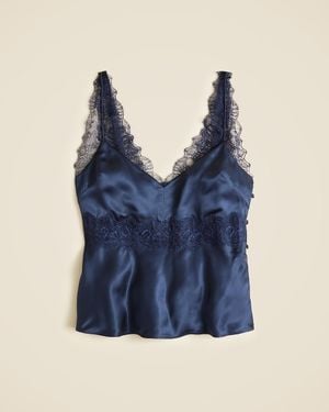 J.Crew Lace-Trim Tank Top - Blue