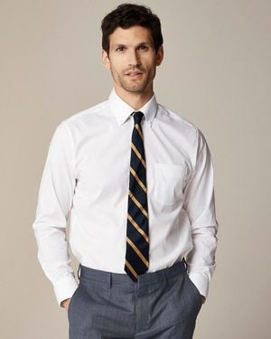 J.Crew Bowery Wrinkle-Free Dress Shirt With Button-Down Collar - White