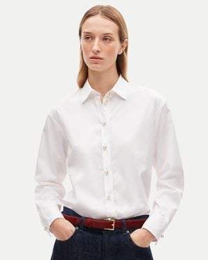 J.Crew Esme Button-Up Shirt With Pearl Buttons - White