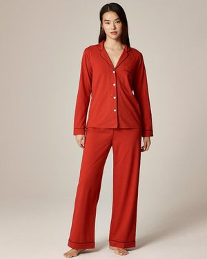 J.Crew Dreamy Cotton-Blend Pajama Pant Set - Red