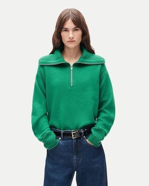 J.Crew Cashmere Quarter-Zip Sweater - Green
