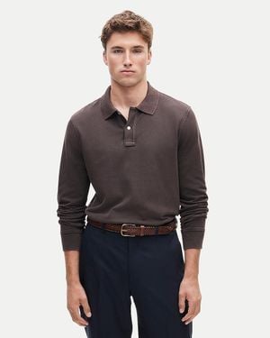 J.Crew Long-Sleeve Washed Piqué Polo Shirt - Gray