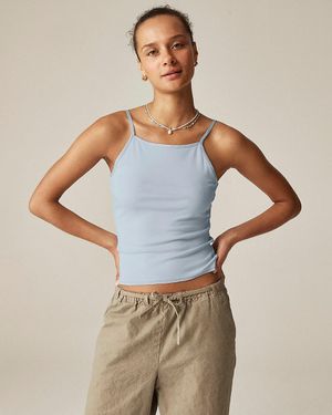 J.Crew Refined Rib Satin-Trim Tank Top - Blue