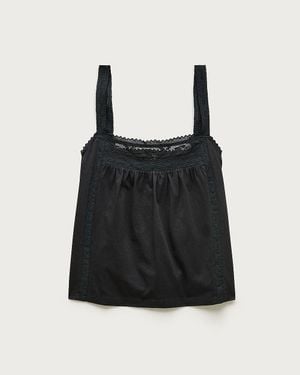 J.Crew Lace-Trim Tank Top - Black