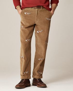 J.Crew Relaxed-Fit Corduroy Pant With Santa Embroidery - Natural