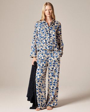 J.Crew Soft-Shine Long-Sleeve Pajama Pant Set - Blue