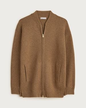 J.Crew Full-Zip Flight Sweater-Jacket - Brown