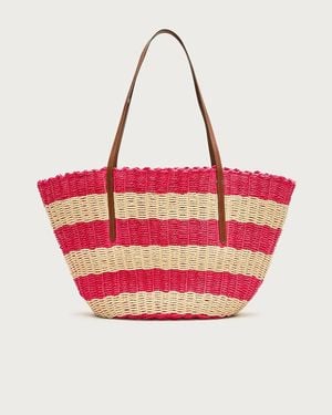 J.Crew Como Woven Straw Tote - Pink