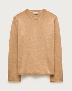 J.Crew Cashmere Rolled-Hem Crewneck Sweater - Natural