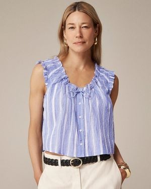 J.Crew Ruffle-Trim Button-Up Top - Blue