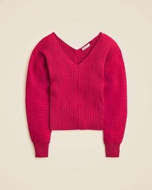 J.Crew Ribbed Double V-Neck Sweater - Pink