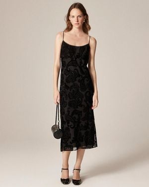 J.Crew Devoré Velvet Slip Dress - Black