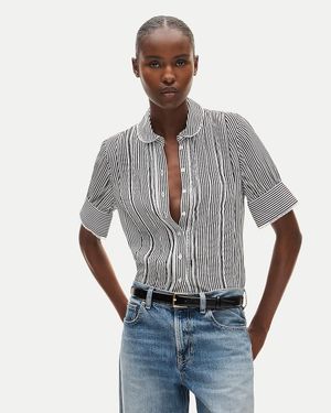 J.Crew Lace-Trim Button-Up Top - Gray