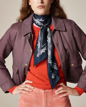 J.Crew Printed Silk Scarf - Red