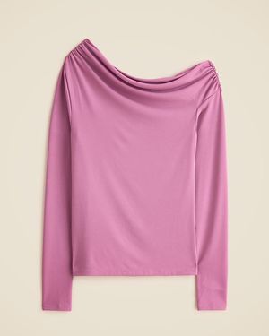 J.Crew Matte Jersey Drapey Off-The-Shoulder Top - Pink