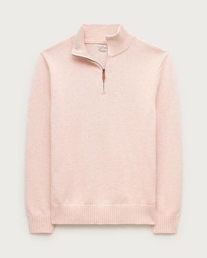 J.Crew Heritage Cotton Quarter-Zip Sweater - Pink