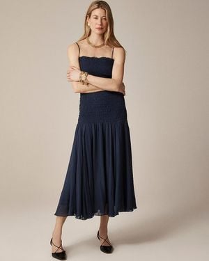 J.Crew Collection Smocked Chiffon Dress - Blue