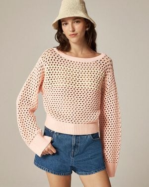 J.Crew Embellished Pointelle Crewneck Sweater - Blue