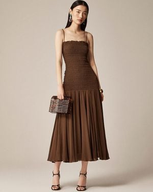 J.Crew Collection Smocked Chiffon Dress in Blue | Lyst