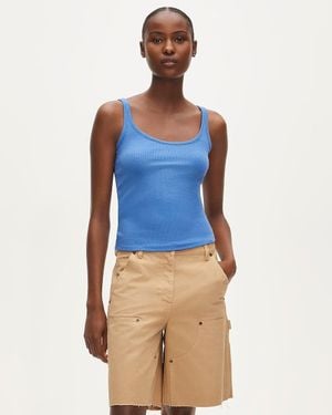 J.Crew Perfect Rib Scoopneck Tank Top - Blue