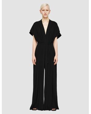 JOSEPH Sofia Airy Plissé Jumpsuit - Black
