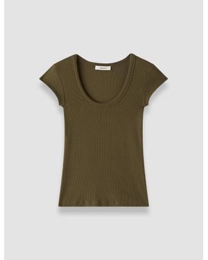 JOSEPH Saba Cotton Rib Top - Green
