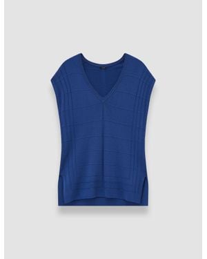 JOSEPH Viscose Grid Knit Top - Blue