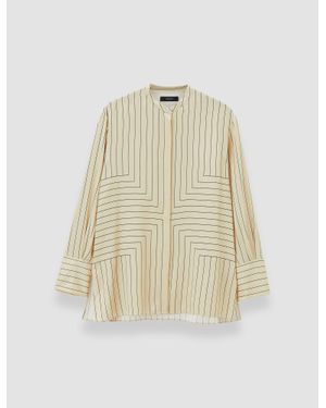 JOSEPH Athena Geometric Print Silk Blouse - Natural
