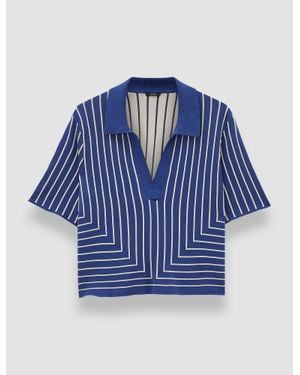 JOSEPH Geometric Jacquard Silk Blend Top - Blue
