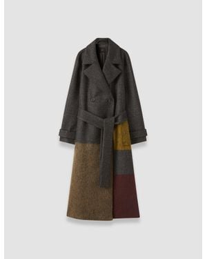 JOSEPH Merton Overlay Wool Coat - Blue