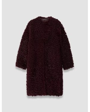 JOSEPH Robbie Long Wool Shearling Coat - Red