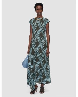 JOSEPH Lauri Open Weave Silk Dress - Blue