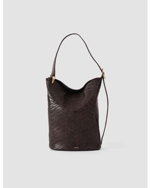 JOSEPH Bucket Woven Leather Bag - White