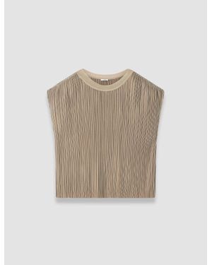 JOSEPH Cedre Pleated Satin Top - Natural