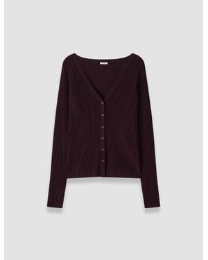 JOSEPH Alba Merino Wool Rib Cardigan - Red
