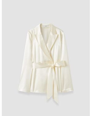 JOSEPH Archer Silk Satin Jacket - White