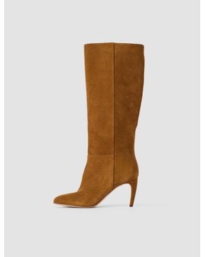 JOSEPH Jolie Suede Knee High Heeled Boots - Brown