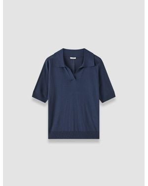 JOSEPH Niata Superfine Silk Polo Top - Blue
