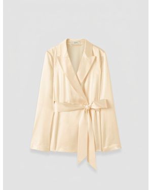 JOSEPH Archer Silk Satin Jacket - Natural