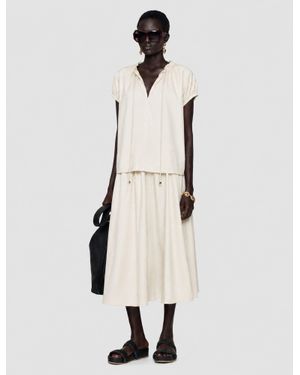 JOSEPH Leona Cotton Sateen Skirt - Natural