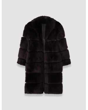 JOSEPH Elektra Long Hair Shearling Coat - Black