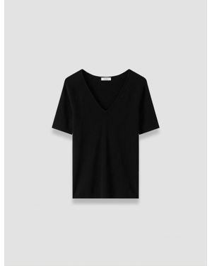 JOSEPH Elly Silk Stretch V Neck Top - Black