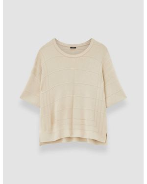 JOSEPH Viscose Grid Knit T-Shirt - Natural