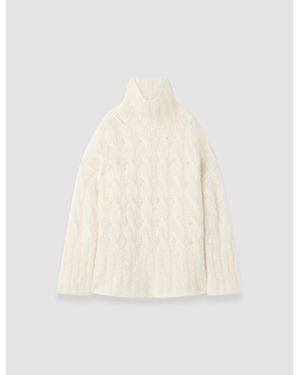 JOSEPH Fortin Hand Knitted Cable Mohair Sweater - White